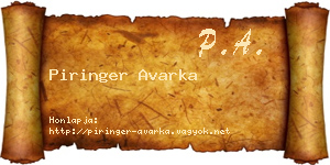 Piringer Avarka névjegykártya